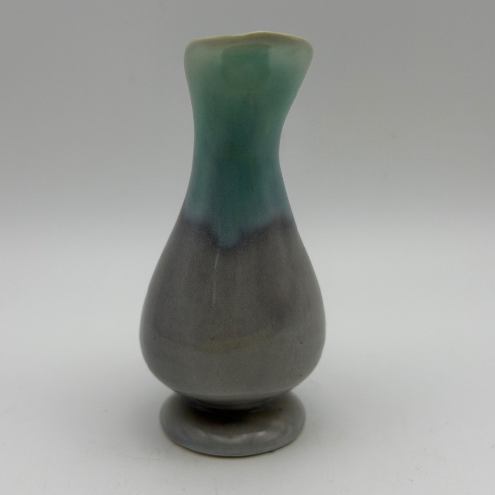Mini MCM Studio Pottery Bud Vase Ewer Teal Gray Drip Glaze Mid Century Modern - Picture 5 of 9